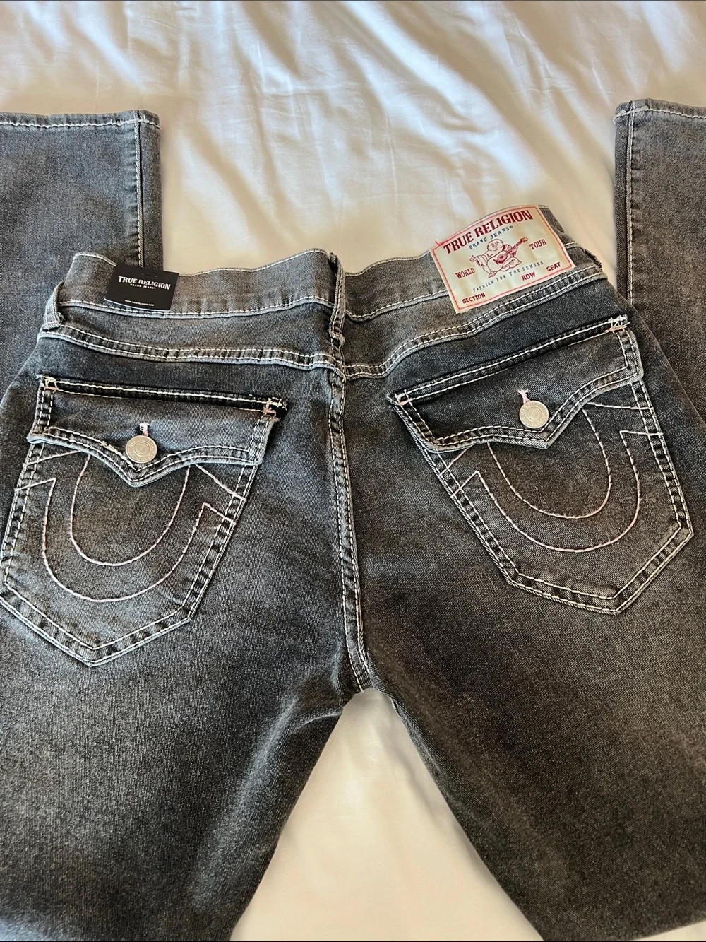 True Religion GENO Gray Washed Back Pocket Jeans
